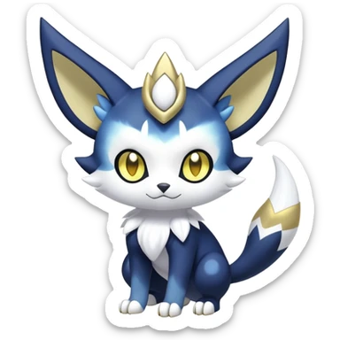 Shiny mExotic Colorfulj Excessive Mysterious Gothic Meowstic-Poochyena-Pokémon-Fakémon-hybrid-creature (full body) with pattern-markings with golden eyes sticker