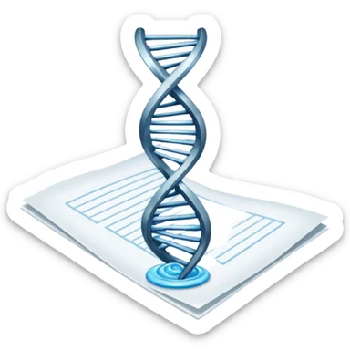 DNA strand above a paper sheet sticker