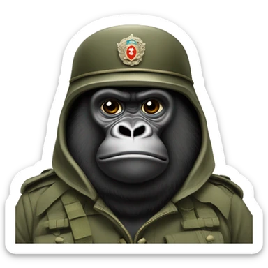 Gorila militar con boina negra  sticker