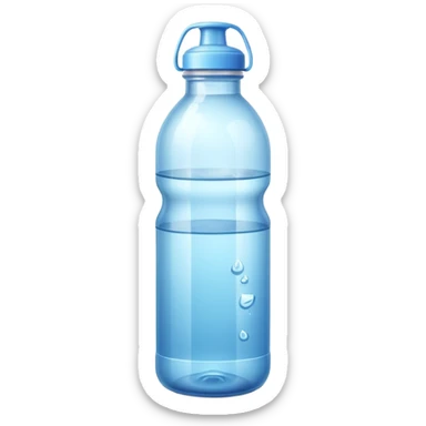 water bottle object icon, transparent bottle with water inside, glossy plastic, 3D cartoon, soft shadow, mobile game icon style, centered, clean background, no text, no watermark
 sticker