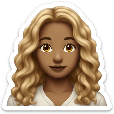 Artist with long wavy brown hair light skin tone painting sticker