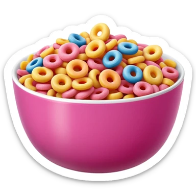 froot loops in a pink bowl, no spoon or milk sticker