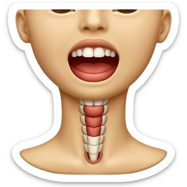 a clean, detailed emoji of a human throat, showing the neck front with subtle shading, simple anatomy, warm skin tone, smooth emoji style, no gore, no internal organs, friendly and clear medical-style icon
 sticker