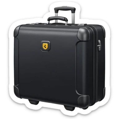 A compact rolling suitcase with a telescopic handle sticker