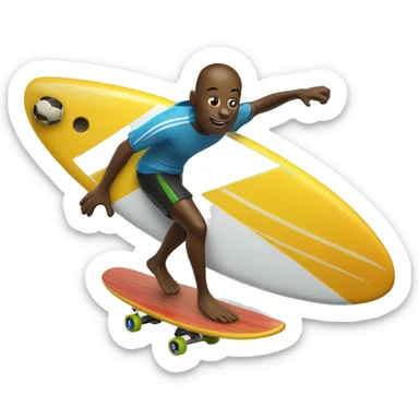 Soccer ball riding a surf board  sticker