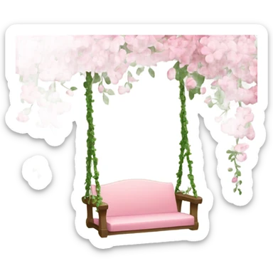 A swing made from pink flower and vines sticker