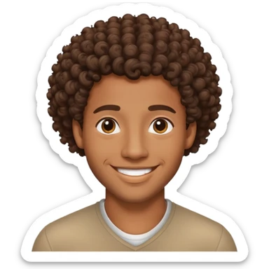Handsome black guy with curly hair smiling  sticker