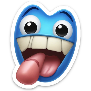 Generic tongue poking out emoji but with blue tongue sticker