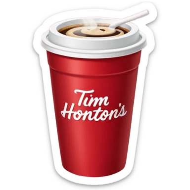 Tim Hortons coffee, it should be red cup with white write writing " Tim Hortons" and a White lid sticker
