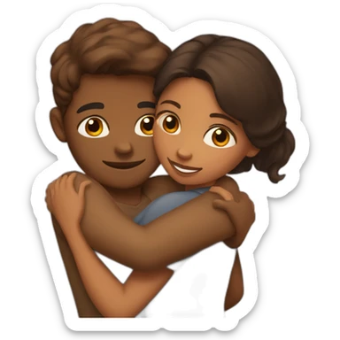 Brown girl hugging tan boyfriend sticker