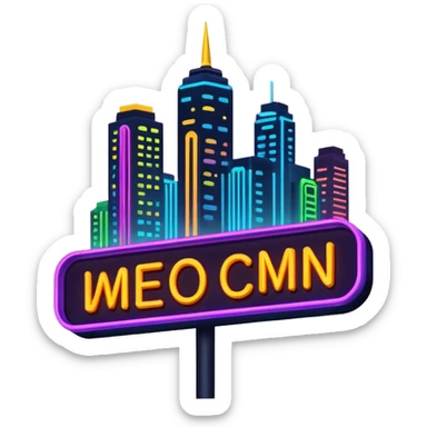 nighttime city sign  sticker