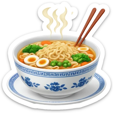 un ramen vegetariano con la taza de color azul verdoso sticker