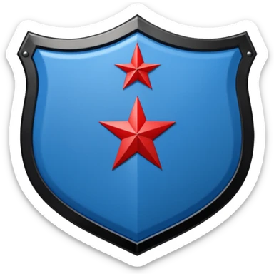 A shield emblem with two top squares: a blue one with "IHS" and a red one with a checkerboard and red circle. The main black shield has a white star, and a white ribbon below reads "DE TENEBRAS ILLUMINARE ET VIAS DIRIGERE".
 sticker