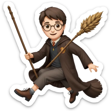 Harry potter flying on a broomstick sticker