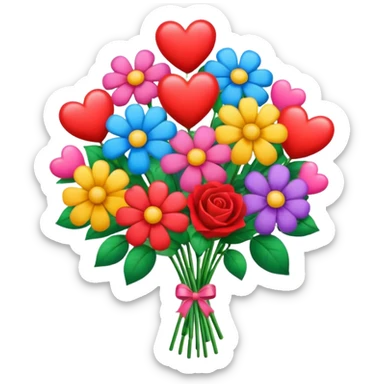bouquet of flowers with hearts and kisses sticker