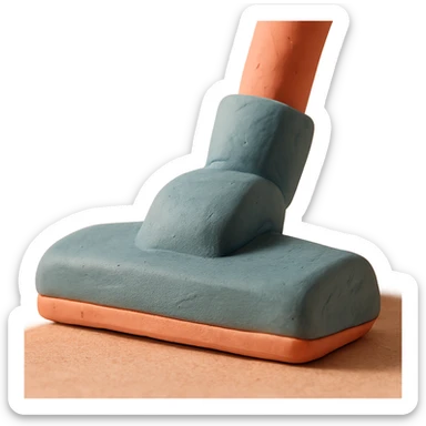 close-up of a vacuum cleaner nozzle in claymation style, matte finish, soft lighting, pastel colors sticker