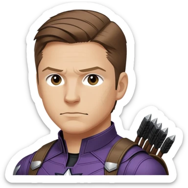 hawkeye clint barton portrait marvel, brown hair from captain america: civil war sticker