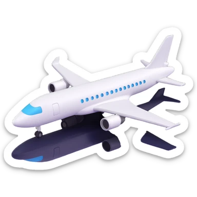 3D emoji style classic passenger jet airplane, no background sticker