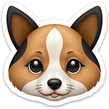 Dog face with black, white and tan. Black on top, around eyes and down side of nose. Tan eyebrows and white on the rest of the nose and a small triangular strip up between the eyes. Pointy black ears. Shepard and husky like sticker