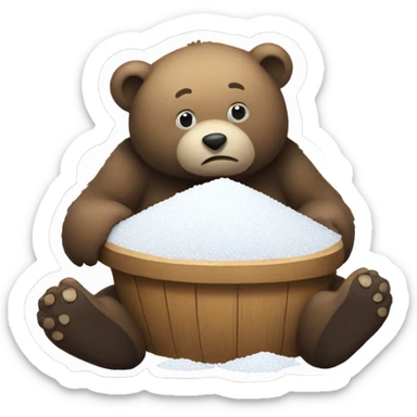 a bear with a pile of salt sticker