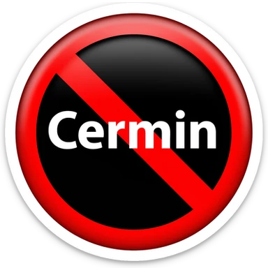 Cermin red prohibited inside with white text 26 with black circle sticker
