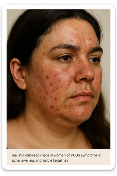 Acne gonfiore e peli per pcos donna immagine reale sticker