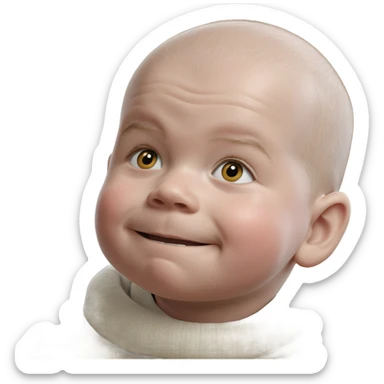 smiling bald boy in sweater sticker
