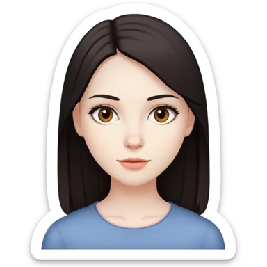 straight dark hair, pale skin, dark brown eyes, pretty bratz baddie sticker