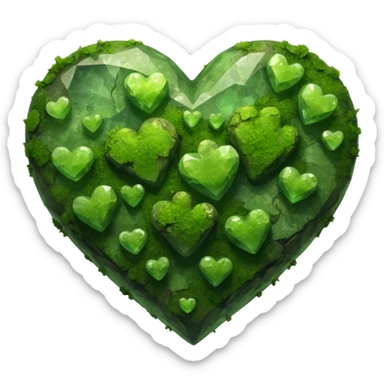 mossy heart shaped natural crystal rock sticker
