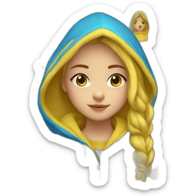 Ukrainian girl wearing hoodie in yellow and blue color sticker