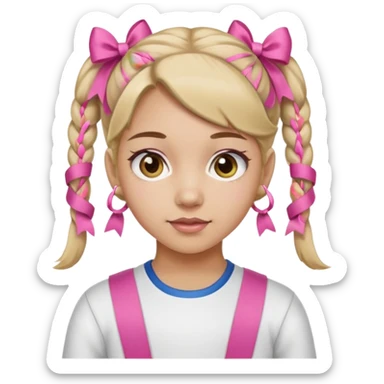 a bay girl with two ponytails and pink ribbons sticker