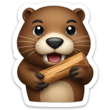 a beaver with a piece of wood in its mouth sticker