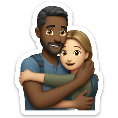 couple hug with warm smiles sticker