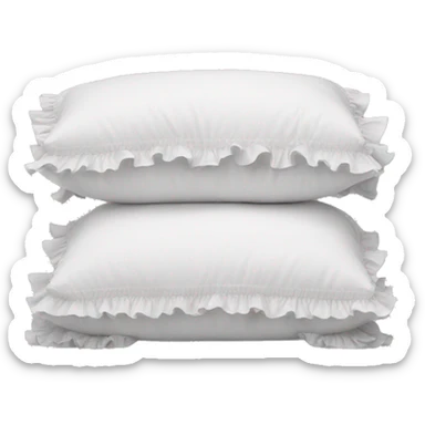 2 white pillows with ruffles sticker