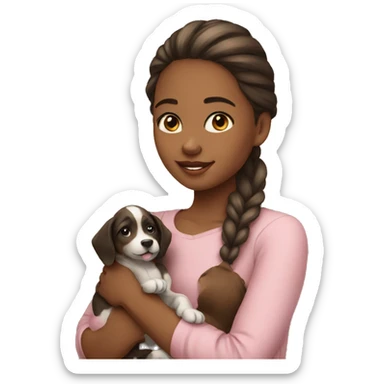 Girl with puppy  sticker