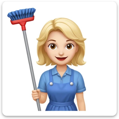 evil cleaning lady, sinister smile, holding a mop, simple background sticker
