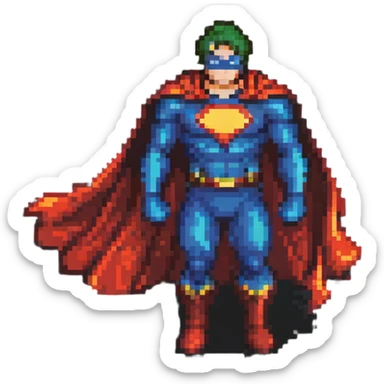 superhero with flowing cape sticker