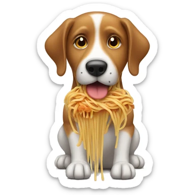 Dog eating Spaghetti  sticker