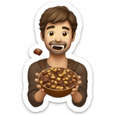 Nice Catalan guy choking on chocolate sticker