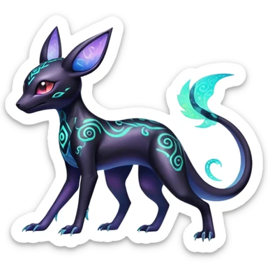 Shiny Ethereal Celestial Futuristic Divine Salandit-Umbreon-Espeon-Hybrid (Full body) sticker