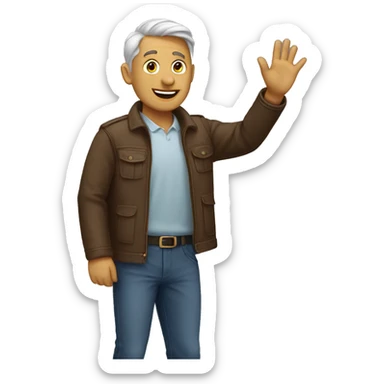 Man waving goodbye sticker