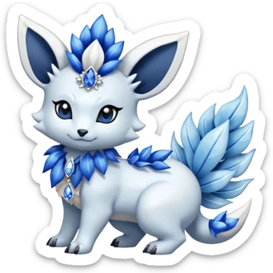 Floral Absol-Nidorina-Amaura-Alolan-Vulpix-Dialga-fusion adorned with Sapphire jewelries sticker