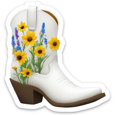 wildflowers inside of white cowboy boots sticker