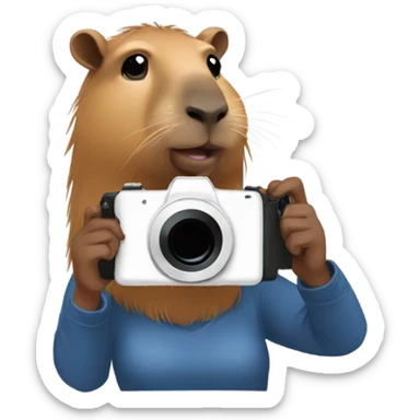 girl films capybara sticker