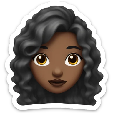 A girl with long black wavy hair and brown skin and big dark eyes and pink lips and long lashes  sticker