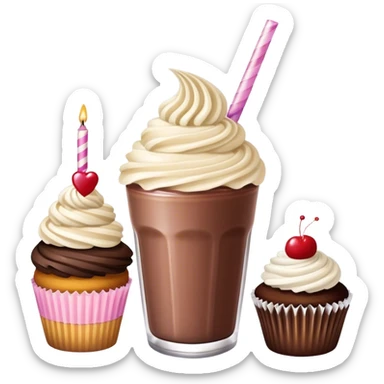 chocolate milkshake birthday cupcake  sticker