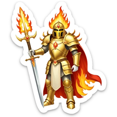 Emperor of Mankind from Warhammer 40K with golden armor and a large flaming sword sticker