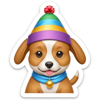 Dog in new yaer hat wrapped paper new yaer  sticker