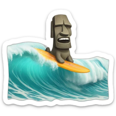 big wave surfing moai sticker