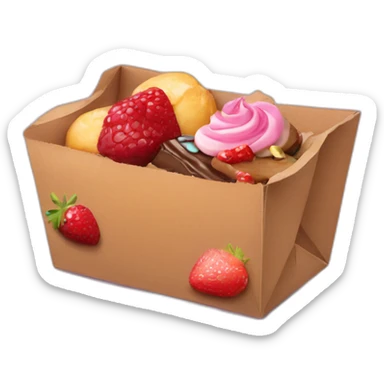Cardboard bag with desserts sticker